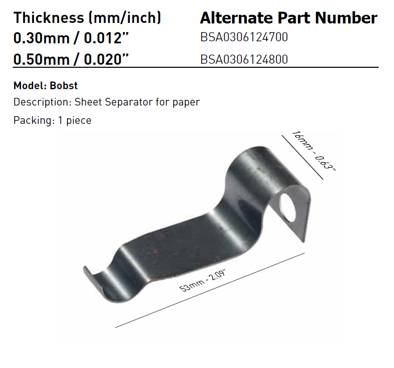 Sheet Separator for Paper Compatible with Bobst